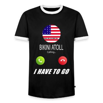 Bikini Atoll ruft an Lusiger Flaggen Spruch - Männer Kontrast-T-Shirt - Schwarz/Weiß - Vorne - AI Model Female 172 light (172cm) & AI Model Male 178 light (178cm)