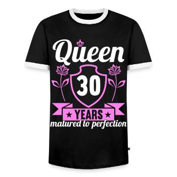 30 year old girl 30 bday Queen 30 birthday - Men's Ringer Shirt - black/white - Front - AI Model Female 172 light (172cm) & AI Model Male 178 light (178cm)