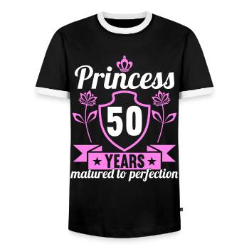 Fille de 50 ans 50 bday Princesse 50 anniversaire - T-shirt contrasté Homme - noir/blanc - Devant - AI Model Female 172 light (172cm) & AI Model Male 178 light (178cm)