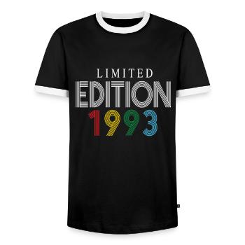 Limited Edition 1993 - Men's Ringer Shirt - black/white - Front - AI Model Female 172 light (172cm) & AI Model Male 178 light (178cm)