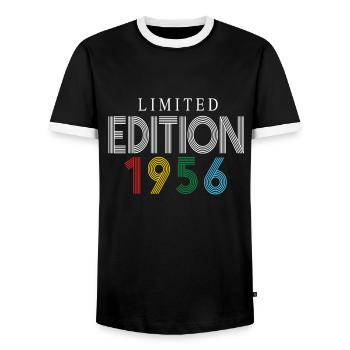 Limited Edition 1956 - Men's Ringer Shirt - black/white - Front - AI Model Female 172 light (172cm) & AI Model Male 178 light (178cm)