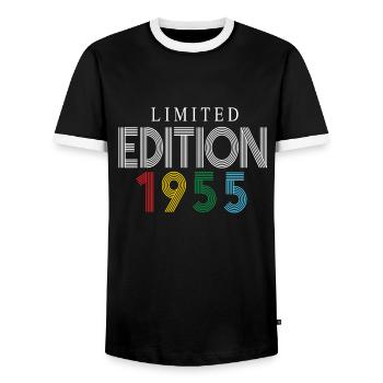 Édition limitée 1955 - T-shirt contrasté Homme - noir/blanc - Devant - AI Model Female 172 light (172cm) & AI Model Male 178 light (178cm)