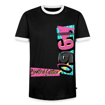 Édition limitée 1960 Année 1960 80 90 - T-shirt contrasté Homme - noir/blanc - Devant - AI Model Female 172 light (172cm) & AI Model Male 178 light (178cm)