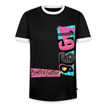 Édition limitée 1998 Année 1998 Années 80 Années 90 - T-shirt contrasté Homme - noir/blanc - Devant - AI Model Female 172 light (172cm) & AI Model Male 178 light (178cm)