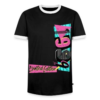 Édition limitée 1999 Année 1999 Années 80 Années 90 - T-shirt contrasté Homme - noir/blanc - Devant - AI Model Female 172 light (172cm) & AI Model Male 178 light (178cm)