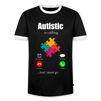 Autism Gift Autistic Asperger ADHD Autism - Men's Ringer Shirt - black/white - Front - AI Model Female 172 light (172cm) & AI Model Male 178 light (178cm)