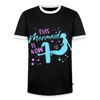 Mermaid Tshirt - Men's Ringer Shirt - black/white - Front - AI Model Female 172 light (172cm) & AI Model Male 178 light (178cm)
