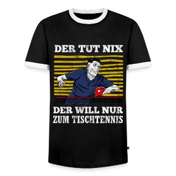 Tischtennis Tischtennisspieler Geschenk Ping Pong - Männer Kontrast-T-Shirt - Schwarz/Weiß - Vorne - AI Model Female 172 light (172cm) & AI Model Male 178 light (178cm)