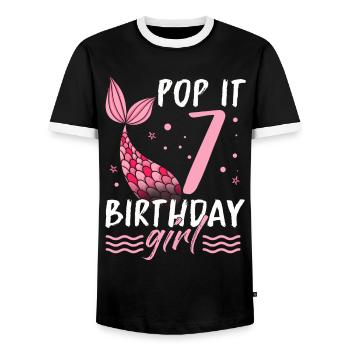 Mermaid Gift Sea Mermaid Mermaid JGA Bride - Men's Ringer Shirt - black/white - Front - AI Model Female 172 light (172cm) & AI Model Male 178 light (178cm)