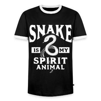 Snake Gift Animal Reptile Cobra Python Boa - Men's Ringer Shirt - black/white - Front - AI Model Female 172 light (172cm) & AI Model Male 178 light (178cm)