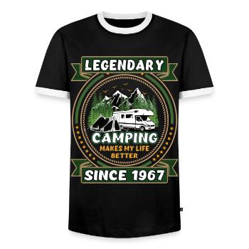 Legendär seit 1967 Camping Geschenk Geburtsjahr - Männer Kontrast-T-Shirt - Schwarz/Weiß - Vorne - AI Model Female 172 light (172cm) & AI Model Male 178 light (178cm)