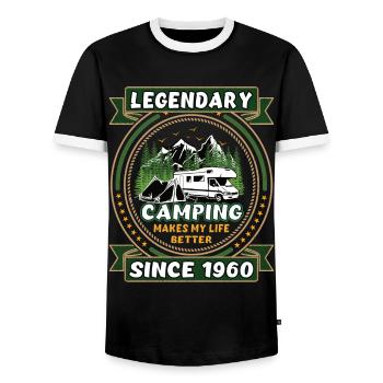 Legendär seit 1960 Camping Geschenk Geburtsjahr - Männer Kontrast-T-Shirt - Schwarz/Weiß - Vorne - AI Model Female 172 light (172cm) & AI Model Male 178 light (178cm)