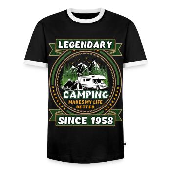 Legendär seit 1958 Camping Geschenk Geburtsjahr - Männer Kontrast-T-Shirt - Schwarz/Weiß - Vorne - AI Model Female 172 light (172cm) & AI Model Male 178 light (178cm)