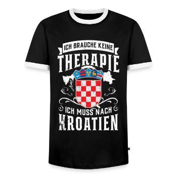 Kroatien Tshirt - Männer Kontrast-T-Shirt - Schwarz/Weiß - Vorne - AI Model Female 172 light (172cm) & AI Model Male 178 light (178cm)
