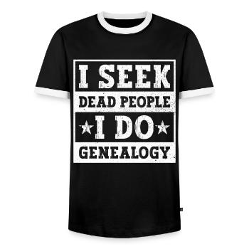 Genealogist Genealogist Family Tree Genealogist - Men's Ringer Shirt - black/white - Front - AI Model Female 172 light (172cm) & AI Model Male 178 light (178cm)