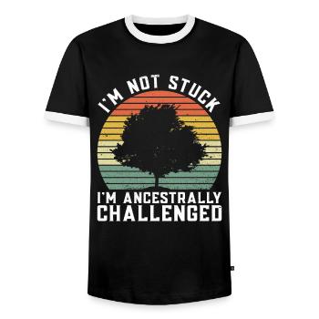 Genealogist Genealogist Family Tree Genealogist - Men's Ringer Shirt - black/white - Front - AI Model Female 172 light (172cm) & AI Model Male 178 light (178cm)