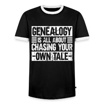 Genealogist Genealogist Family Tree Genealogist - Men's Ringer Shirt - black/white - Front - AI Model Female 172 light (172cm) & AI Model Male 178 light (178cm)