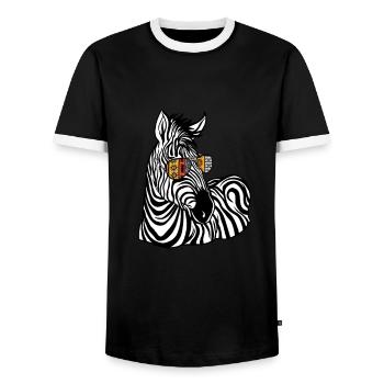 Zebra Geschenk Schwarz-weiß Safari Savanne Steppe - Männer Kontrast-T-Shirt - Schwarz/Weiß - Vorne - AI Model Female 172 light (172cm) & AI Model Male 178 light (178cm)