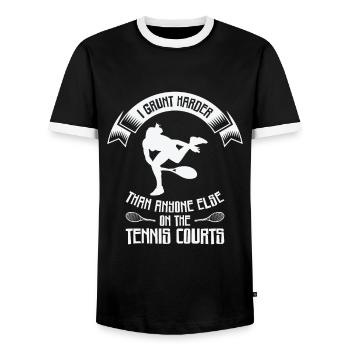 Joueur de tennis Raquette de tennis Balle de tennis - T-shirt contrasté Homme - noir/blanc - Devant - AI Model Female 172 light (172cm) & AI Model Male 178 light (178cm)