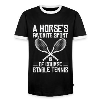 Joueur de tennis Raquette de tennis Balle de tennis - T-shirt contrasté Homme - noir/blanc - Devant - AI Model Female 172 light (172cm) & AI Model Male 178 light (178cm)