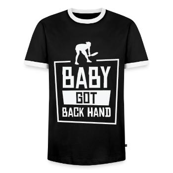 Joueur de tennis Raquette de tennis Balle de tennis - T-shirt contrasté Homme - noir/blanc - Devant - AI Model Female 172 light (172cm) & AI Model Male 178 light (178cm)