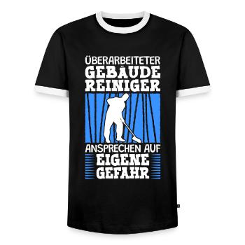 Überarbeiteter Gebäudereiniger Fensterputzer - Männer Kontrast-T-Shirt - Schwarz/Weiß - Vorne - AI Model Female 172 light (172cm) & AI Model Male 178 light (178cm)