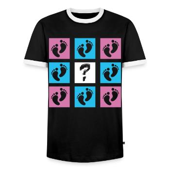Baby Reveal Baby Ankündigung Gender Reveal - Männer Kontrast-T-Shirt - Schwarz/Weiß - Vorne - AI Model Female 172 light (172cm) & AI Model Male 178 light (178cm)