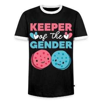 Hüter des Geschlechts Baby Reveal Baby-Ankündigung - Männer Kontrast-T-Shirt - Schwarz/Weiß - Vorne - AI Model Female 172 light (172cm) & AI Model Male 178 light (178cm)