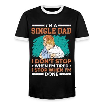 Single Dad I don't stop when I'm tired V - Men's Ringer Shirt - black/white - Front - AI Model Female 172 light (172cm) & AI Model Male 178 light (178cm)