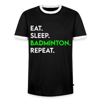 manger dormir badminton répéter - T-shirt contrasté Homme - noir/blanc - Devant - AI Model Female 172 light (172cm) & AI Model Male 178 light (178cm)