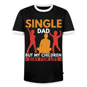 Single father, but my children remain - Men's Ringer Shirt - black/white - Front - AI Model Female 172 light (172cm) & AI Model Male 178 light (178cm)