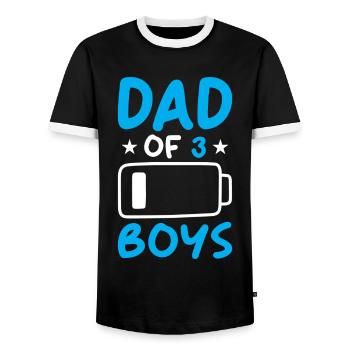 Papa de 3 garçons - T-shirt contrasté Homme - noir/blanc - Devant - AI Model Female 172 light (172cm) & AI Model Male 178 light (178cm)