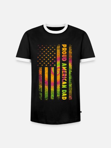 Stolzer Amerikanischer Papa - Männer Kontrast-T-Shirt - Schwarz/Weiß