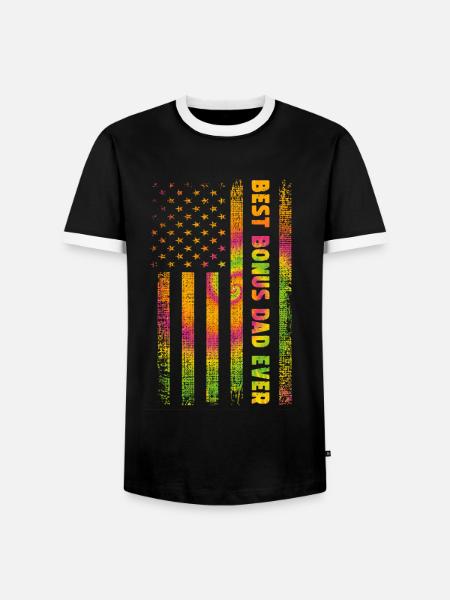 Best Bonus Dad ever - Men's Ringer Shirt - black/white
