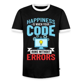 Software Development Software Developer Developer - Men's Ringer Shirt - black/white - Front - AI Model Female 172 light (172cm) & AI Model Male 178 light (178cm)