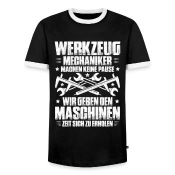 Werkzeugmechaniker Werkzeugmacher Tool & Die Maker - Männer Kontrast-T-Shirt - Schwarz/Weiß - Vorne - AI Model Female 172 light (172cm) & AI Model Male 178 light (178cm)