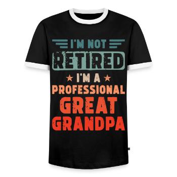 Grandpa Pension Saying - Men's Ringer Shirt - black/white - Front - AI Model Female 172 light (172cm) & AI Model Male 178 light (178cm)