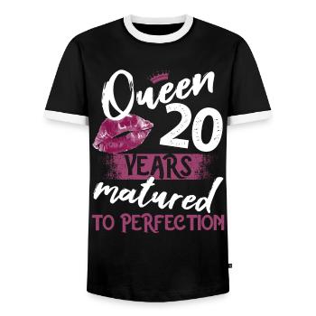20 year old girl 20 bday Queen 20 birthday - Men's Ringer Shirt - black/white - Front - AI Model Female 172 light (172cm) & AI Model Male 178 light (178cm)
