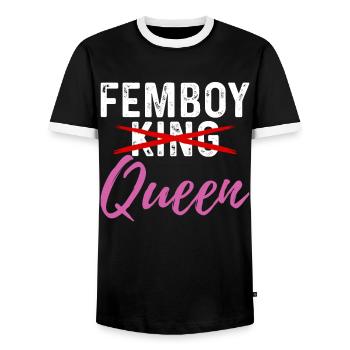 Funny Femboy Gift - Men's Ringer Shirt - black/white - Front - AI Model Female 172 light (172cm) & AI Model Male 178 light (178cm)
