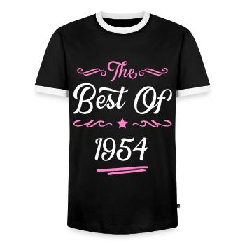 1954 best of - Men's Ringer Shirt - black/white - Front - AI Model Female 172 light (172cm) & AI Model Male 178 light (178cm)