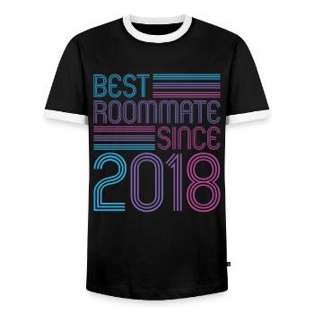 Best roommate since 2018 love your roomates - Men's Ringer Shirt - black/white - Front - AI Model Female 172 light (172cm) & AI Model Male 178 light (178cm)