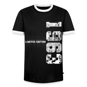 Édition limitée 1963 Année de naissance 1963 Cadeau - T-shirt contrasté Homme - noir/blanc - Devant - AI Model Female 172 light (172cm) & AI Model Male 178 light (178cm)