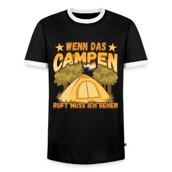 Wenn das Campen ruft muss ich gehen - Zelten Natur - Männer Kontrast-T-Shirt - Schwarz/Weiß - Vorne - AI Model Female 172 light (172cm) & AI Model Male 178 light (178cm)