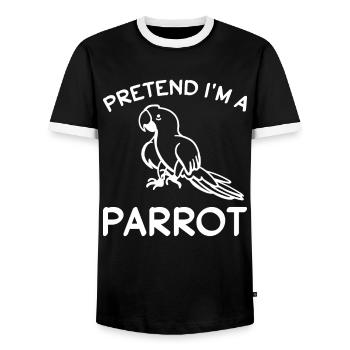 Drôle d’amoureux des oiseaux perroquets je fais semblant - T-shirt contrasté Homme - noir/blanc - Devant - AI Model Female 172 light (172cm) & AI Model Male 178 light (178cm)