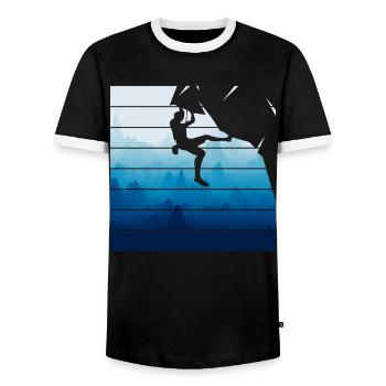 Retro Felsklettern Bergsteiger - Männer Kontrast-T-Shirt - Schwarz/Weiß - Vorne - AI Model Female 172 light (172cm) & AI Model Male 178 light (178cm)