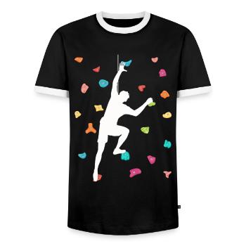 Freies Klettern Bouldern - Männer Kontrast-T-Shirt - Schwarz/Weiß - Vorne - AI Model Female 172 light (172cm) & AI Model Male 178 light (178cm)