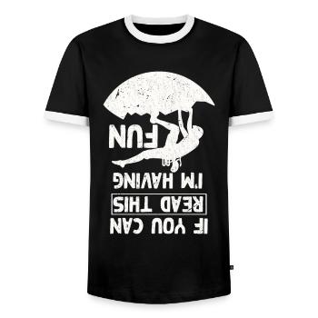 Fun Climbing Joke Bouldering - Men's Ringer Shirt - black/white - Front - AI Model Female 172 light (172cm) & AI Model Male 178 light (178cm)