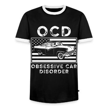 OCD obsessive car dissorder - Men's Ringer Shirt - black/white - Front - AI Model Female 172 light (172cm) & AI Model Male 178 light (178cm)