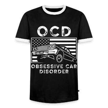 OCD obsessive car dissorder - Men's Ringer Shirt - black/white - Front - AI Model Female 172 light (172cm) & AI Model Male 178 light (178cm)