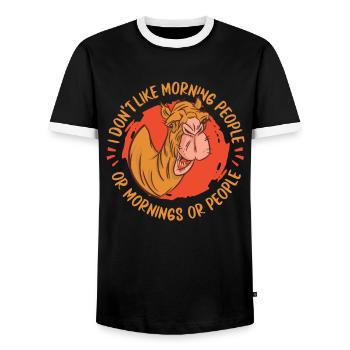 Les chameaux piétinent le dromadaire animal - T-shirt contrasté Homme - noir/blanc - Devant - AI Model Female 172 light (172cm) & AI Model Male 178 light (178cm)